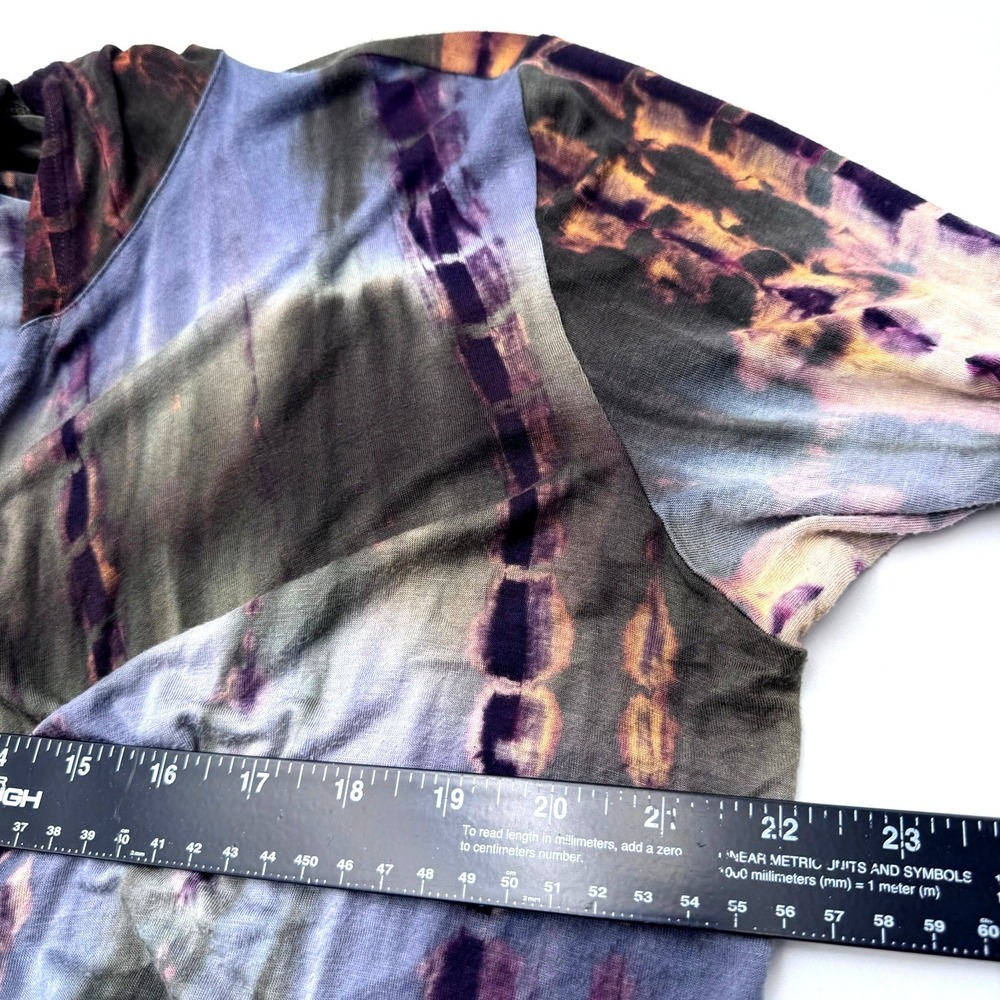 COIN‎ 1804 Women's 1X Casual Hand Tie Dye 3/4 Sleeve Long Cardigan Duster Hoodie - Picture 7 of 9